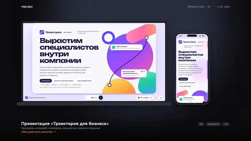 Презентация «Траектория для бизнеса» — живое демо YSD DEV