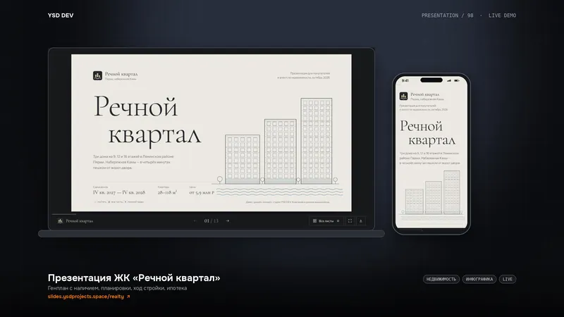 Презентация ЖК «Речной квартал» — живое демо YSD DEV