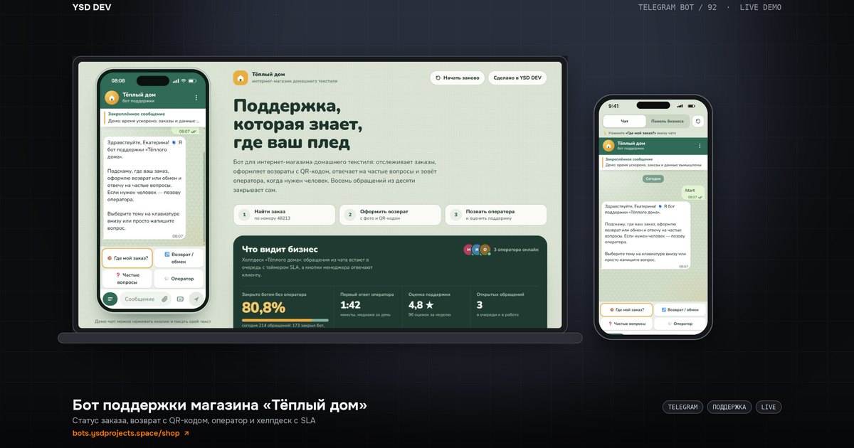 Тёплый дом — Поддержка магазина, живое демо